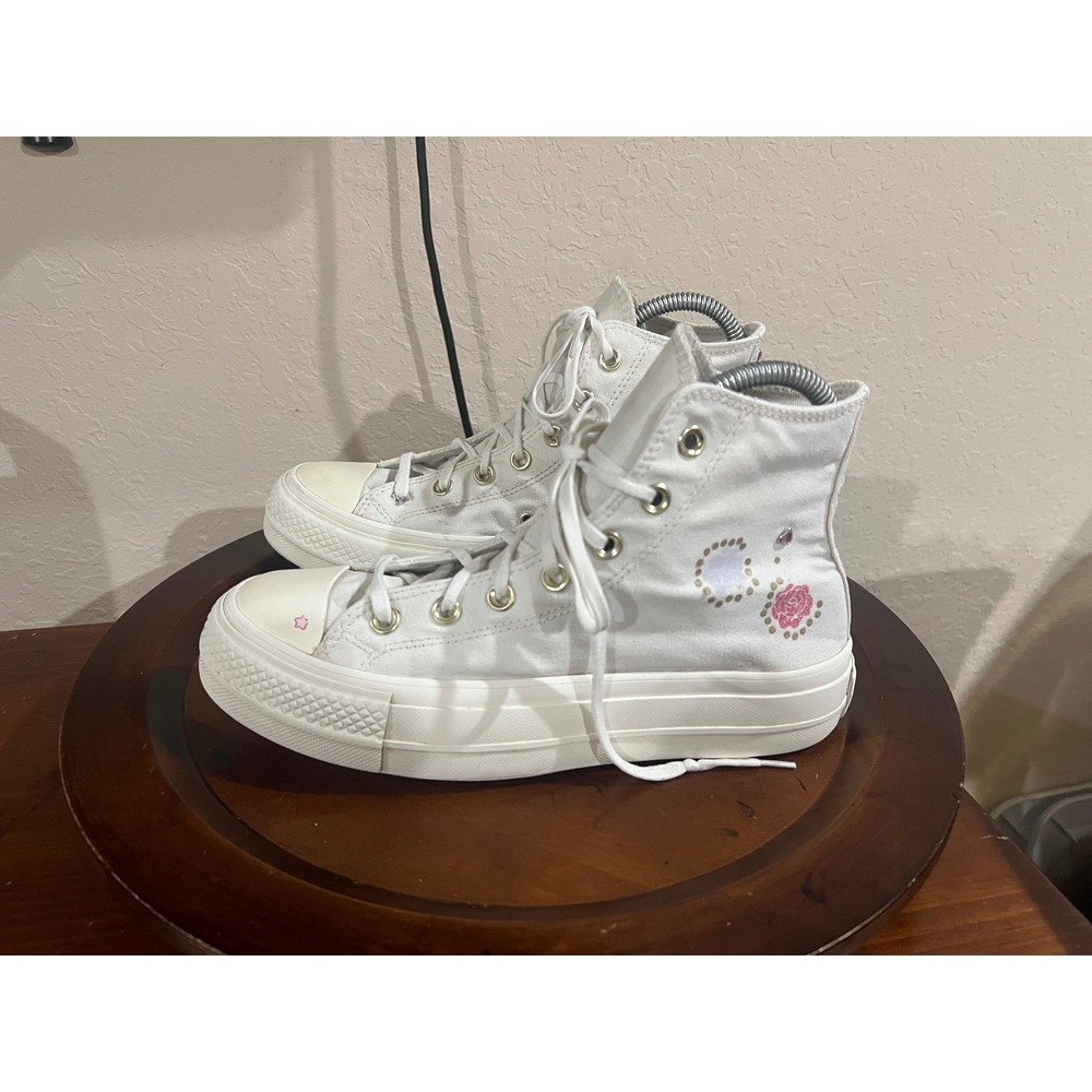 Converse Chuck Taylor All Star Lift Platform Gem Shine Sneakers Womens 8 Boho